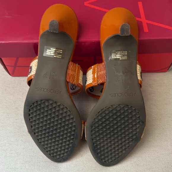 Aerosoles 2” Kitten Heel Slides, size 7M, “Sunbeam” Orange Combo, like new - Picture 10 of 15
